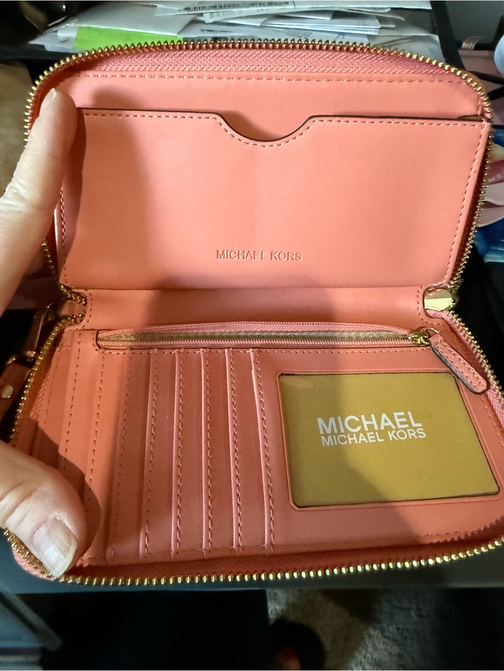 Michael Kors Coral Pink Saffiano Leather Tote with Gold Hardware - Picture 11 of 16